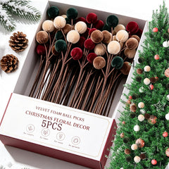 Christmas Tree Foam Ball Ornaments Velvet Foam Ball Xmas Tree Branches Bouquet Hanging Decoration Home New Year Party Decoration