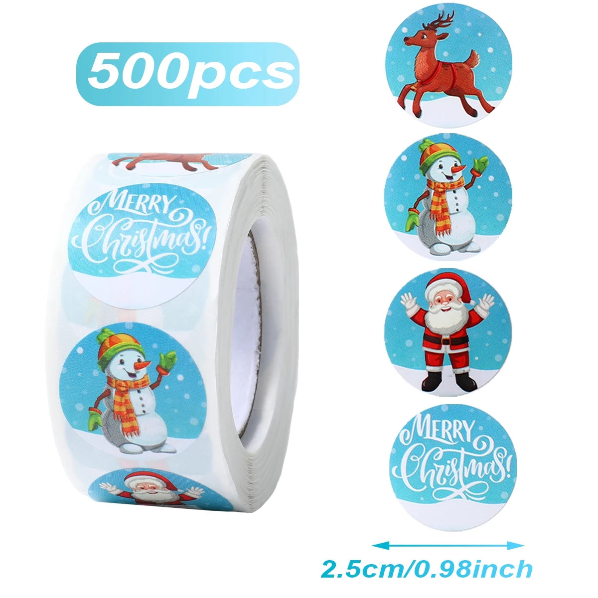 Christmas Gift Box Stickers Merry Christmas Decor For Home 2024 Navidad Kerst Xmas Decor Noel Kerst Happy New Year Gift 2025