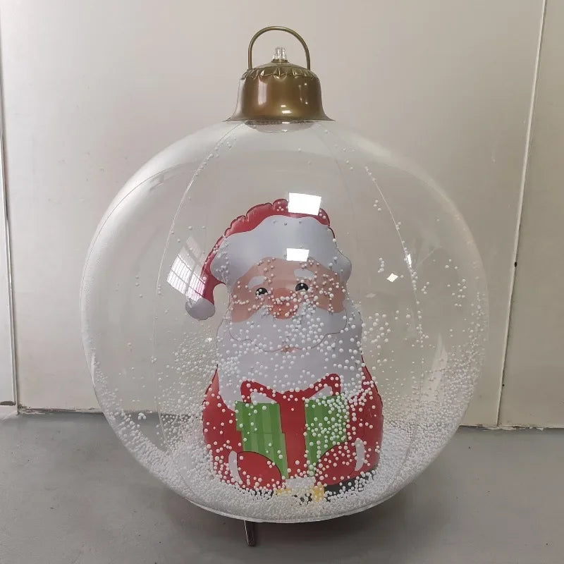 Christmas Inflatable Decorated Ball 60cm Outdoor PVC Giant Big Large Balls Xmas Tree Decorations Toy Ball No/With Light Ornament