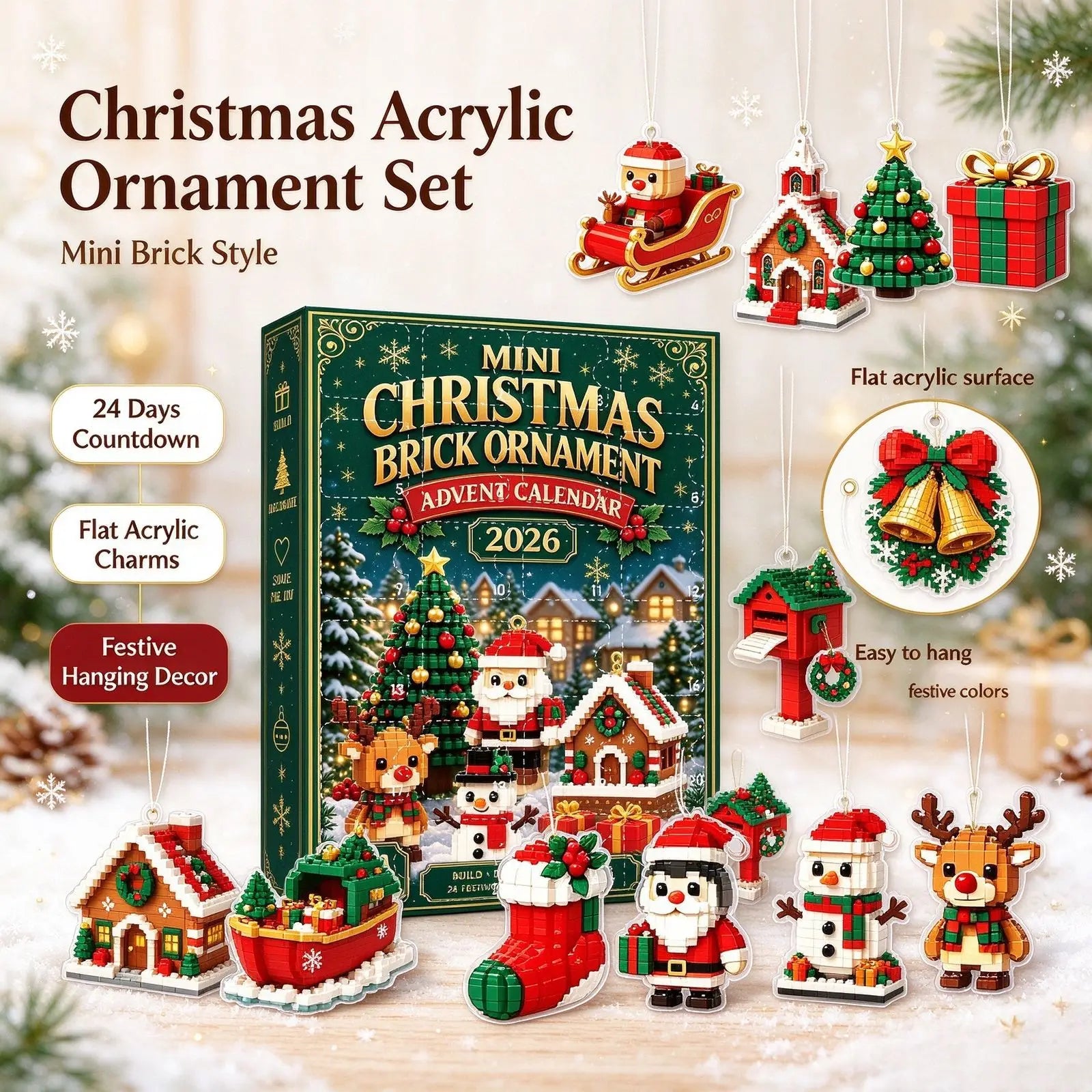 Christmas Building Block Pattern Advent Calendar,2027 Countdown Calendar Surprises Fidget for Adult Christmas Party Favors Gifts