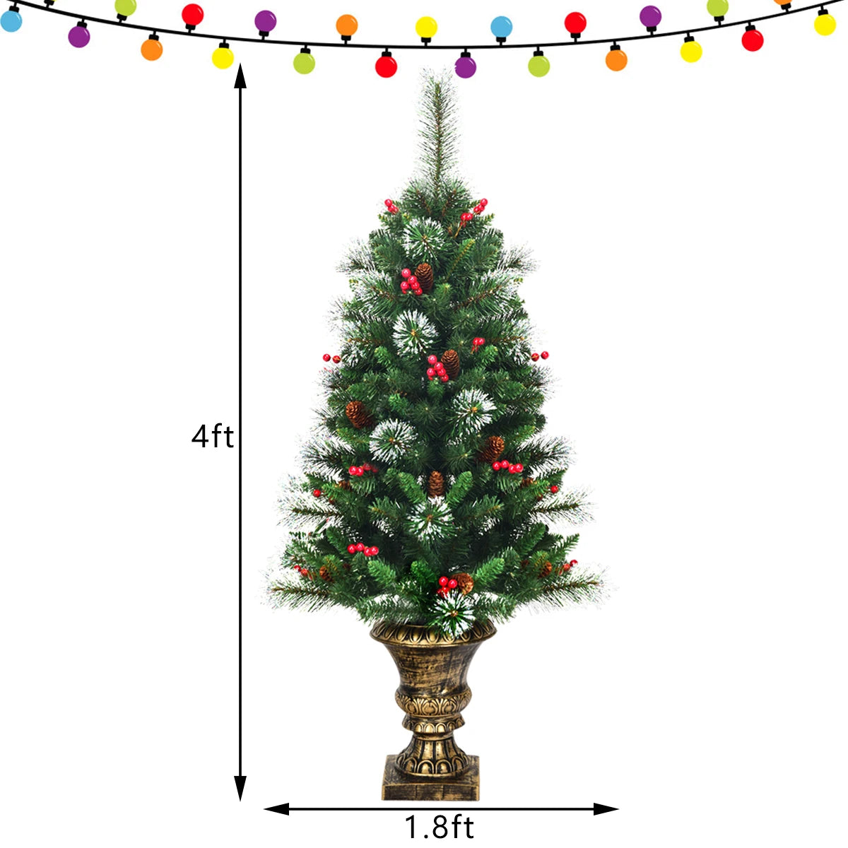 GOFLAME 4FT Artificial Christmas Tree with Glittered Branches-Green