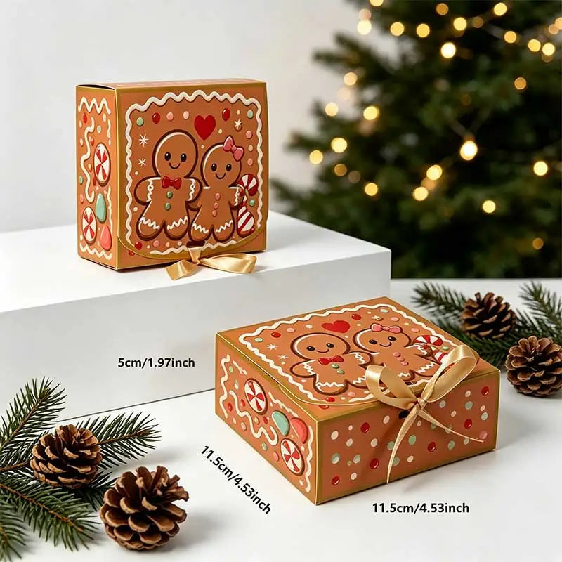 1/5PCS Gingerbread Man Christmas Gift Box Holiday Candy Cookie Storage Box Xmas Party Present Packaging Decor