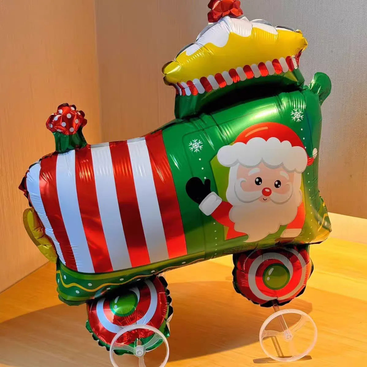 Christmas Walking Aluminum Foil Balloon Santa Claus Pull Along Wheel Balloon Kids Gift Birthday Xmas Party Home Decor Balloons