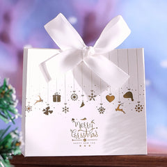 10-Piece Christmas Gift Box with Bow, Santa Claus Sleigh and Reindeer Pattern, Holiday Candy Gift Bags, Suitable for Holiday Parties