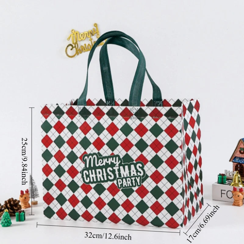 4pcs Large Christmas Gift Bags with Handles, Reusable Non-Woven Fabric Holiday Shopping Tote Bags, Suitable for Christmas Party