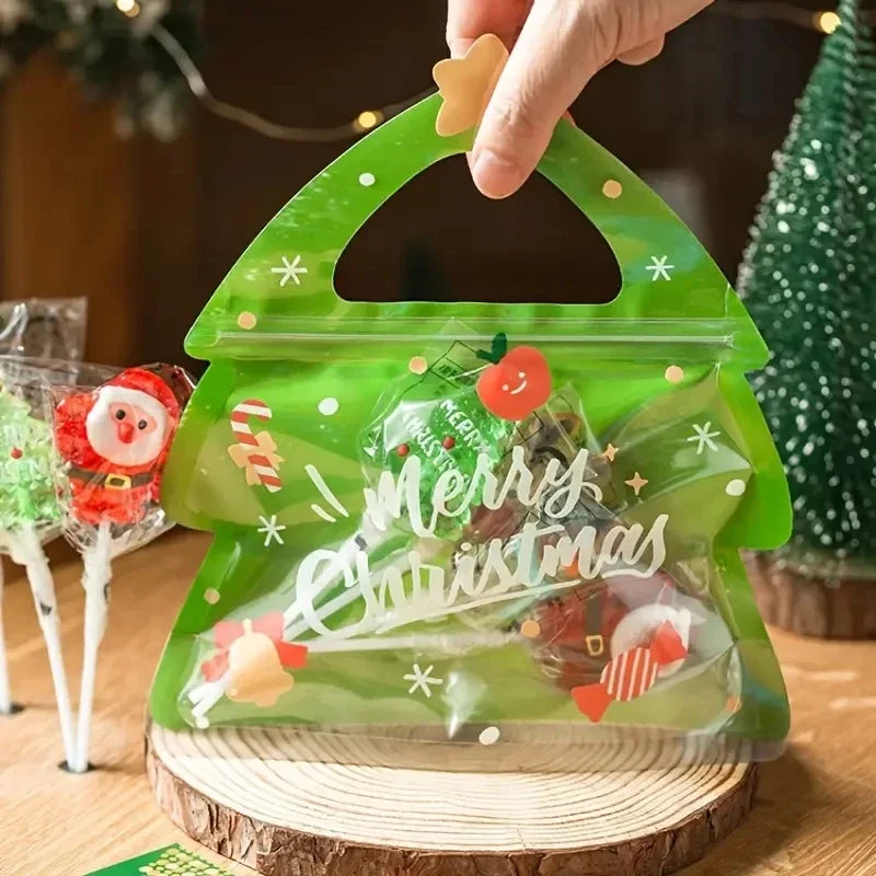 20/10PCS Christmas Gift Bags Halloween Candy Packaging For Biscuits Cookies Chocolate Xmas Festival Party Reusable Ziplock Bags