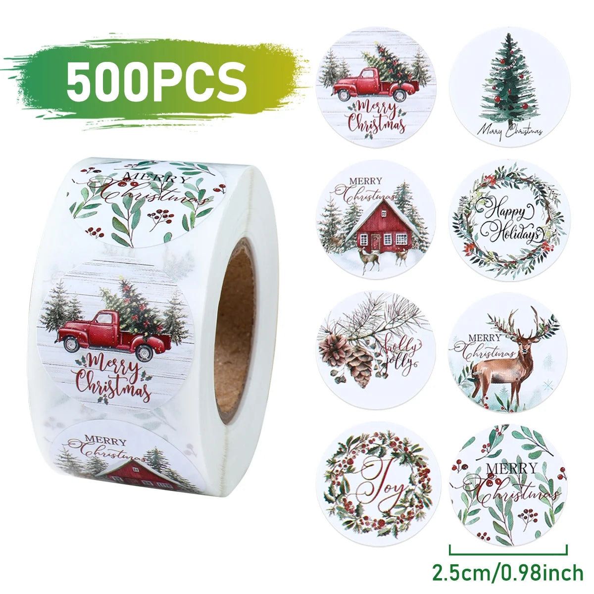 Christmas Gift Box Stickers Merry Christmas Decor For Home 2024 Navidad Kerst Xmas Decor Noel Kerst Happy New Year Gift 2025