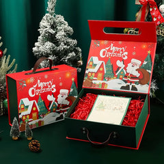 Merry Christmas Gift Box Handbag Set Present Package Handheld Box Lafite Grass Greeting Card Holiday Present Packing Set