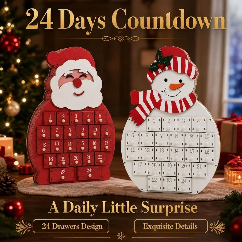 Cross-border wooden Christmas countdown calendar hut 24 drawer advent calendar house blind box storage ornament