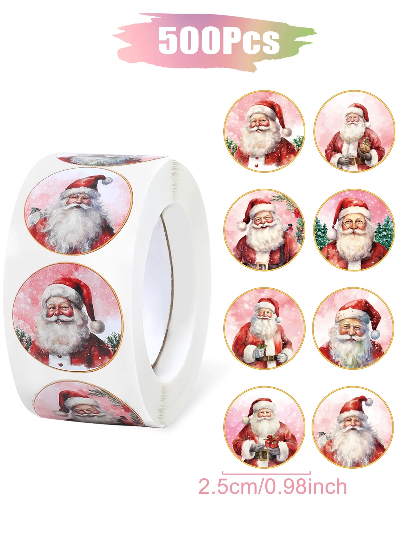 Christmas Gift Box Stickers Merry Christmas Decor For Home 2024 Navidad Kerst Xmas Decor Noel Kerst Happy New Year Gift 2025