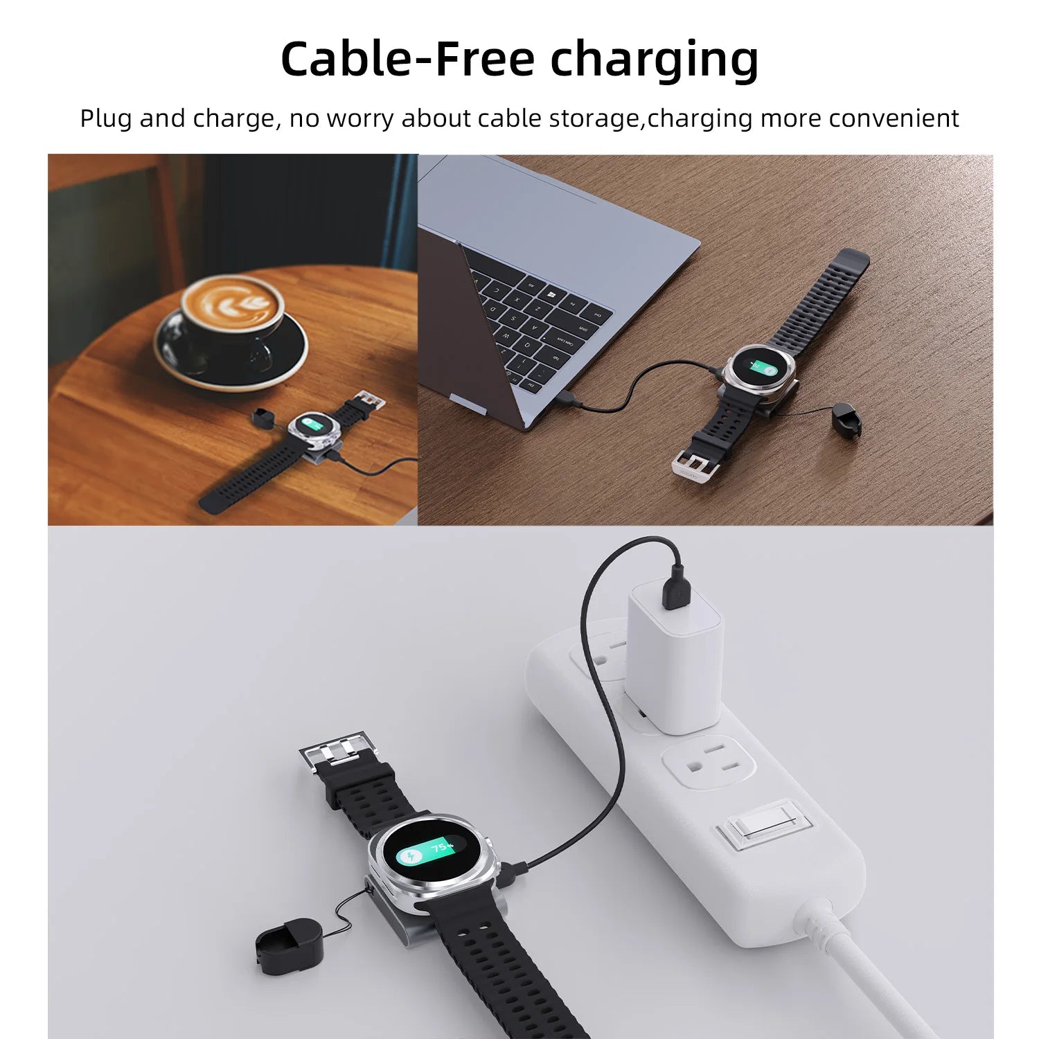 Bonola Magnetic Watch Wireless Charger Portable USB C Cable Fast Charging Dock Station For Samsung Galaxy Watch Ultra/7/6/5/4