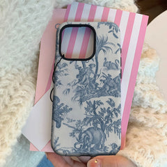 Blue Toile De Jouy IPhone17 Must-Haves Phone Case for IPhone 17 16 15 14 13 12 11 Pro Max Plus Double-layer Back Cover