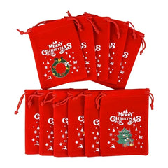 1/3/5Pcs Christmas Gift Bags 15x20cm Drawstring Pouch Santa Candy Bags Velvet Drawstring Bags for Christmas Eve Apple Gifts Bag
