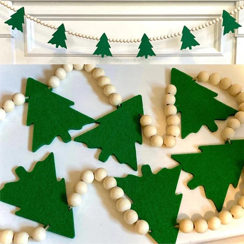 Christmas tree banner garland  Merry Xmas rustic Farmhouse home Fireplace Mantle Wall patio Front Door Porch decoration sign