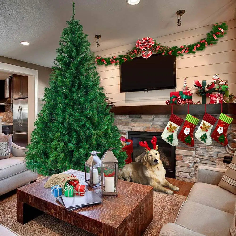 7ft Heavy-Duty Premium Christmas Tree, 1100 Tips, Full and Realistic Artificial Christmas Tree, with Metal Brackets, High-Quality PVC Branches, Easy to Assemble, Suitable for Luxury Home, Office and Commercial Decoration, Chr