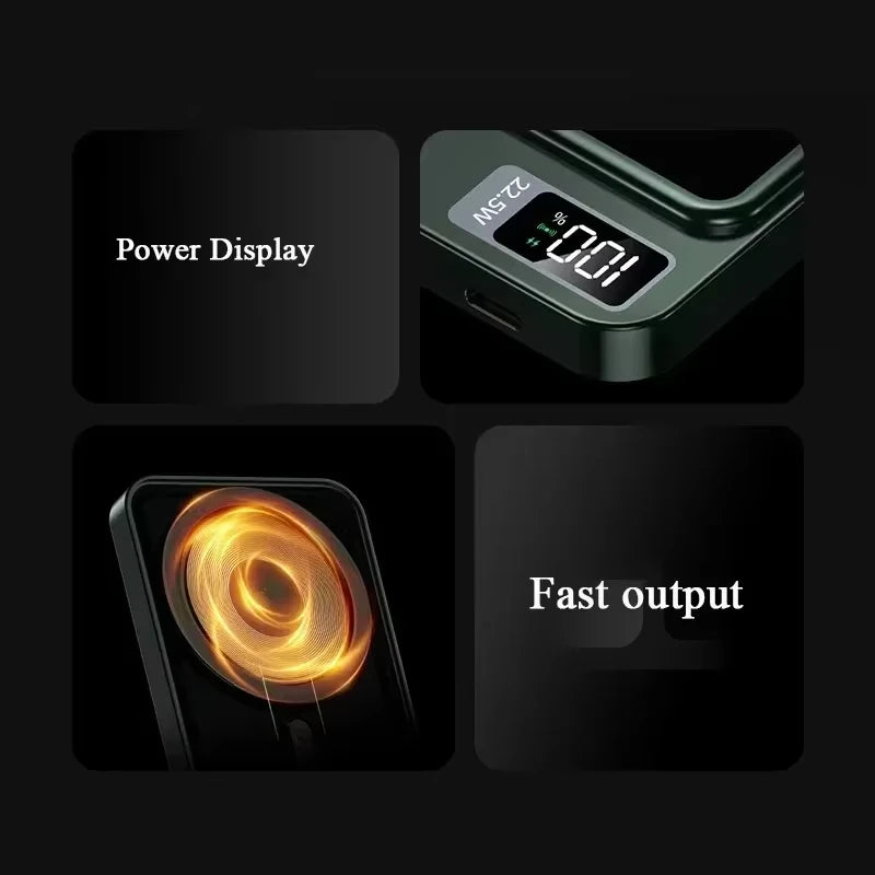 200000mAh Magnetic Power Bank Wireless Fast Charger for Magsafe Portable Auxiliary Battery Pack For iPhone Samsung Huawei