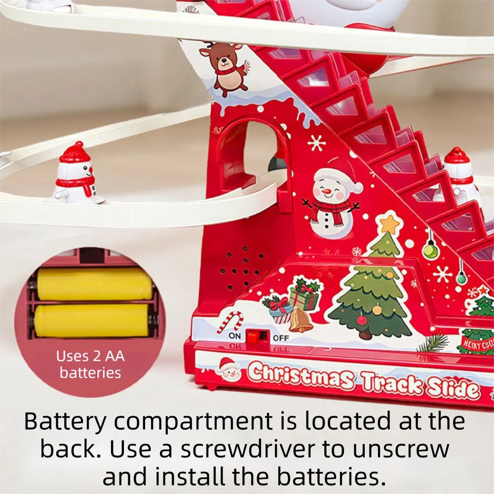 Music Santa Climbing Toy Electric Christmas Track Set DIY Assembly Xmas Present With Flashing LED Music Lights Holiday Decor