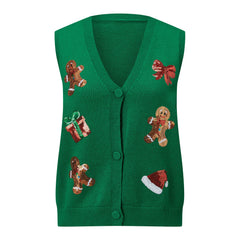 Ugly Christmas Vests for Women Sequin Nutcracker Santa Sweaters Shirt Holiday Sparkly Graphic Crewneck Pullover Top Black