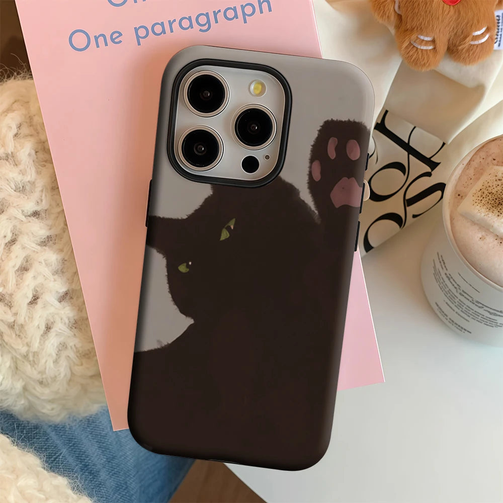 Black Cat Paws Out IPhone17 Must-Haves Phone Case for IPhone 17 16 15 14 13 12 Pro Max Plus Double-layer Back Cover