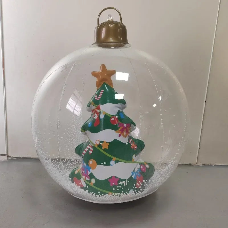 Christmas Inflatable Decorated Ball 60cm Outdoor PVC Giant Big Large Balls Xmas Tree Decorations Toy Ball No/With Light Ornament
