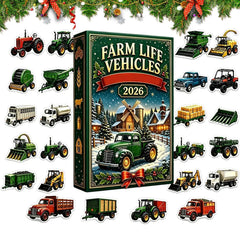 Christmas Calendar 2D 24-Day 2026 Advent Farm Vehicle Ornaments Trailer Statue Toys Christmas Countdown Calendar Christmas gift