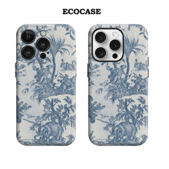 Blue Toile De Jouy IPhone17 Must-Haves Phone Case for IPhone 17 16 15 14 13 12 11 Pro Max Plus Double-layer Back Cover