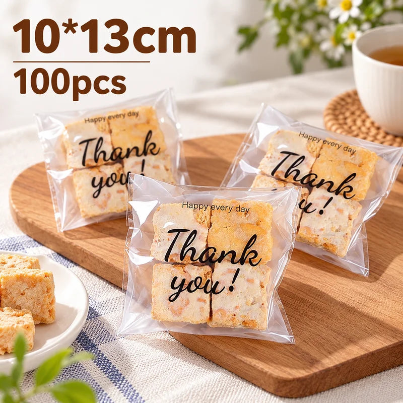 100Pcs 7*10Cm Christmas Hot Seal Bags For Handmade Candy Nougat Biscuit Packaging Christmas New Year Party Decoration