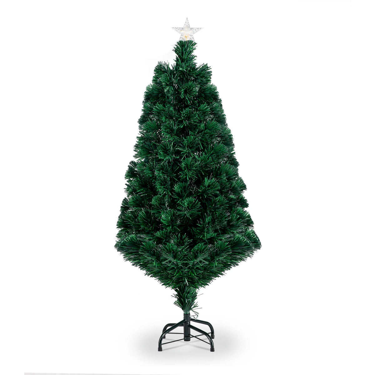 4-Foot Green Fiber Optic Christmas Tree with 120 Branches - Including PVC, Iron Frame, and Adapter - Suitable for Home, Office, Party, and Holiday Decoration - Durable, Easy to Install, Christmas Gift Box Decoration