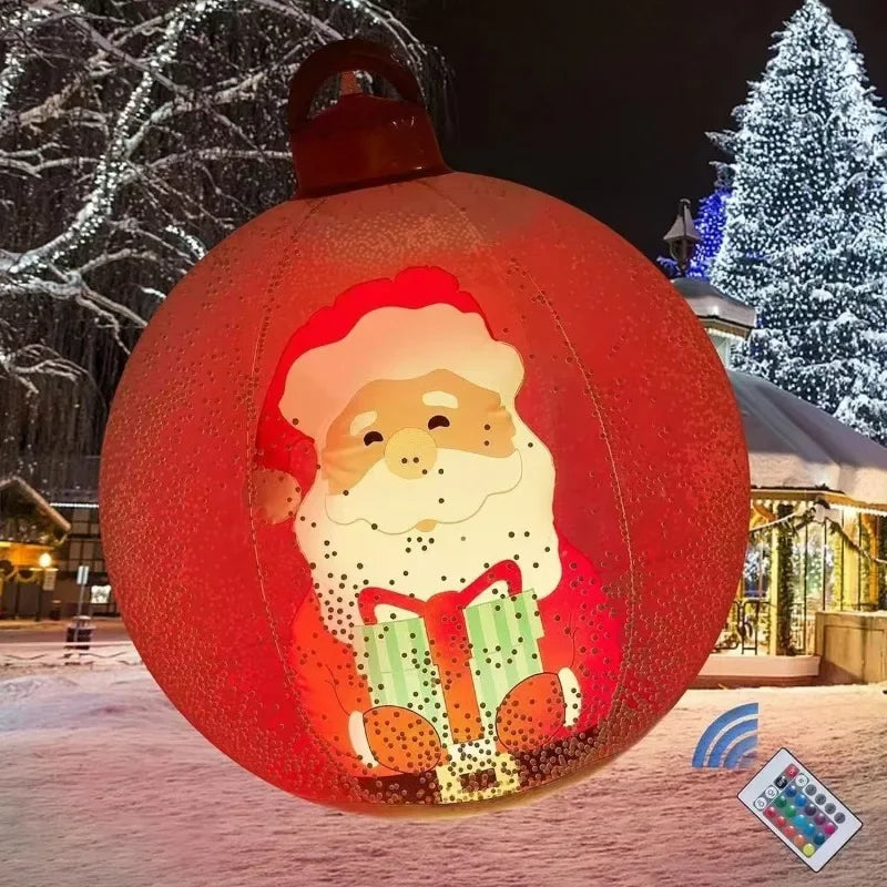 Christmas Inflatable Decorated Ball 60cm Outdoor PVC Giant Big Large Balls Xmas Tree Decorations Toy Ball No/With Light Ornament