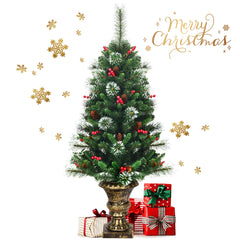GOFLAME 4FT Artificial Christmas Tree with Glittered Branches-Green