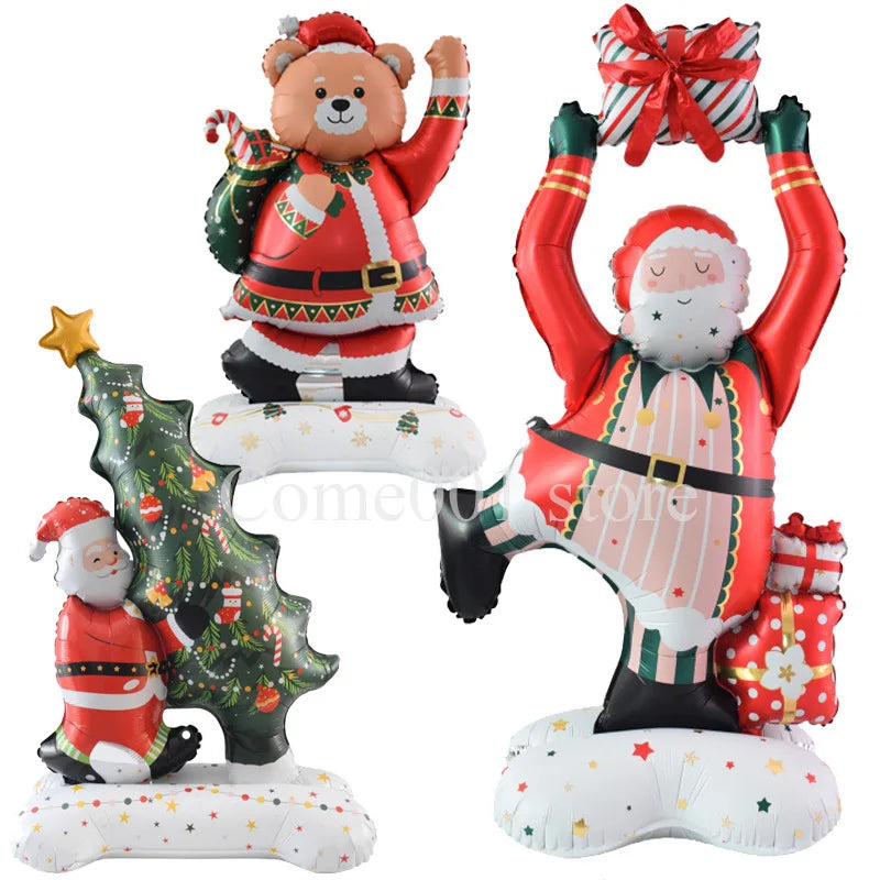 Christmas Balloons Santa Claus Xmas Tree Standing Merry Christmas Party Home Decoration Supplies