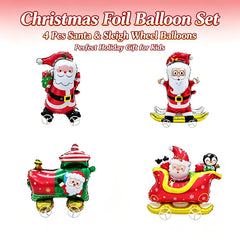 Christmas Walking Aluminum Foil Balloon Santa Claus Pull Along Wheel Balloon Kids Gift Birthday Xmas Party Home Decor Balloons