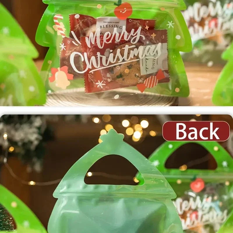 20/10PCS Christmas Gift Bags Halloween Candy Packaging For Biscuits Cookies Chocolate Xmas Festival Party Reusable Ziplock Bags