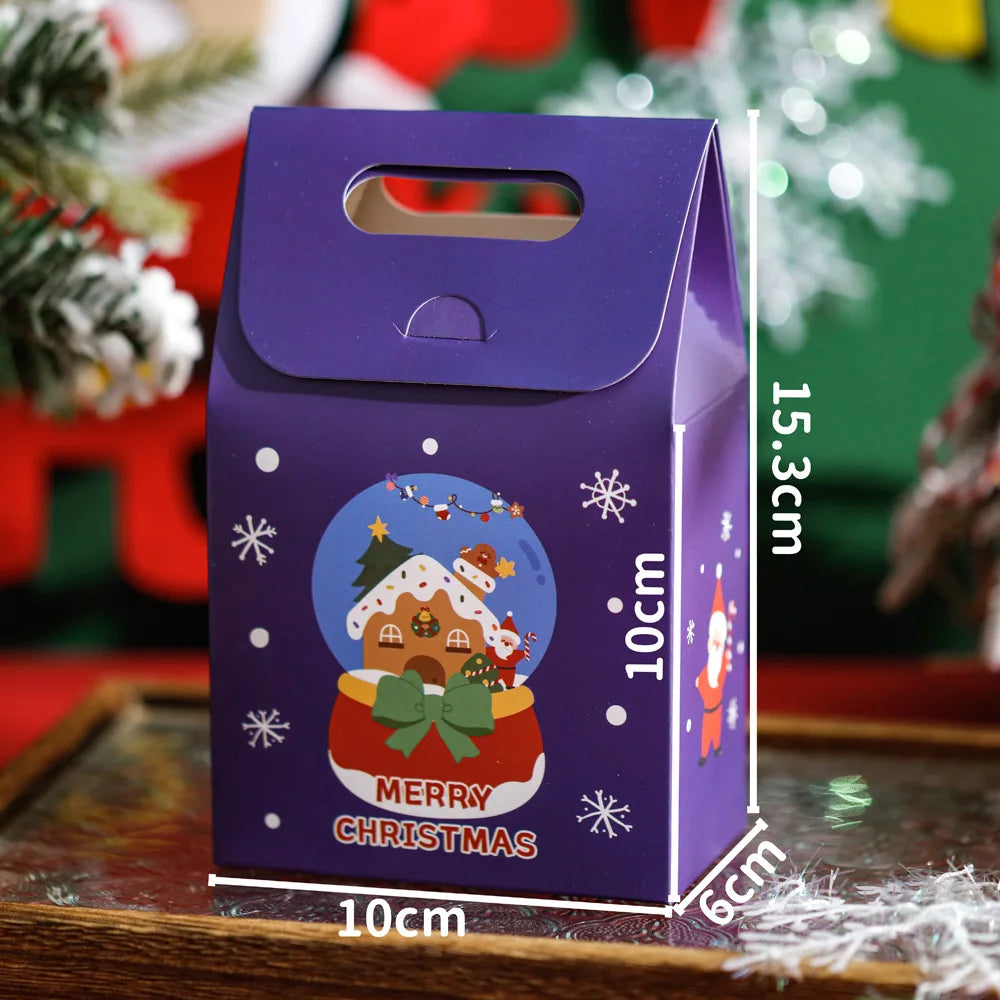 50Pcs Merry Christmas Handheld Gift Bags Xmas Party Favor Treat Boxes Cookie Chocolate Candy Packaging Boxes Decor Supplies
