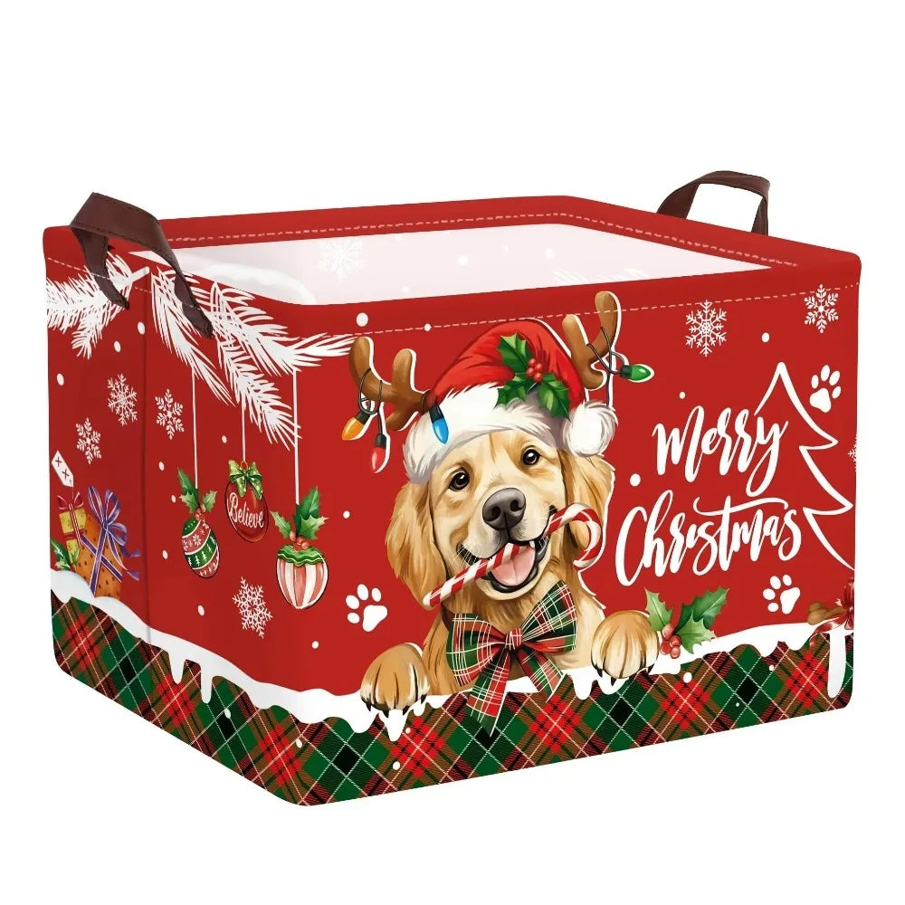 Cartoon Snowman Christmas Storage Basket Dwarf Pattern Large Capacity Christmas Gift Basket Rectangular Non-Woven