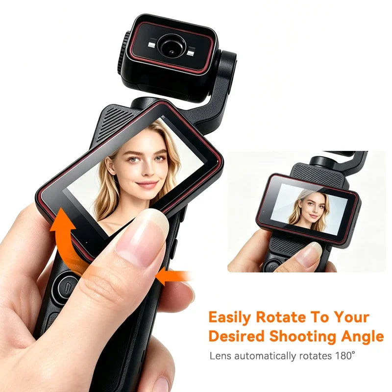 Lenovo 4K Handheld Gimbal Camera With Wi-Fi Transfer Image Stabilization HD Rotating Screen for Travel Outdoor Vlogging
