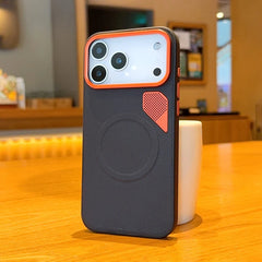 Business Magnetic Magsafe Phone Case For iPhone 17 Pro Max 17Pro 17Air High Quality PU Leather CPU Heat Dissipation Vent Cover