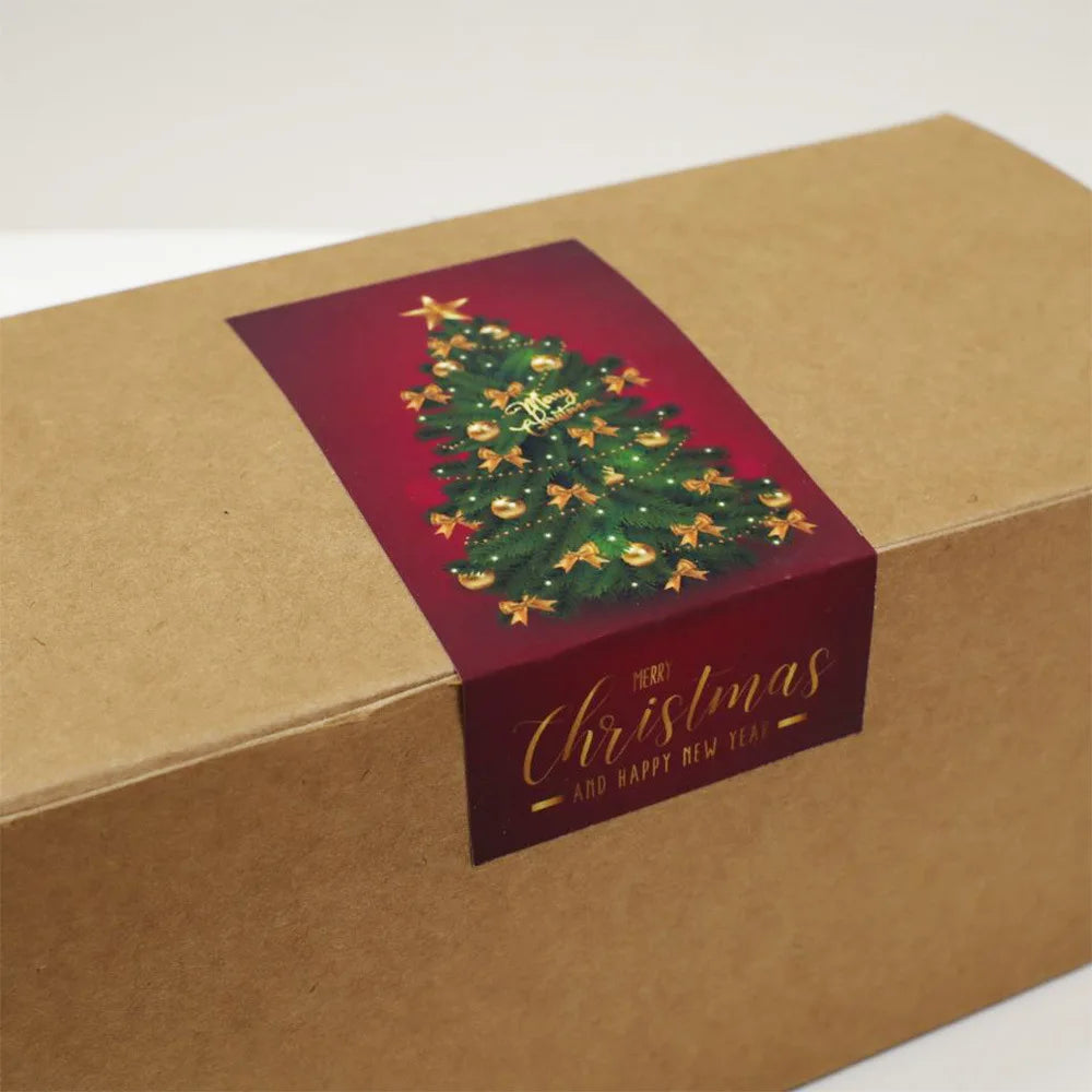 10-50Pcs New Merry Christmas Stickers 5x10cm Rectangle Red Christmas Gift Box Decor Seal Sticker Cute Santa Stickers Stationery