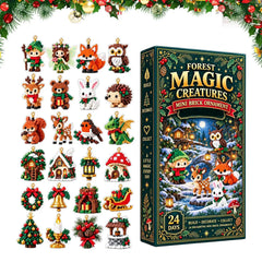2026 Christmas Advent Calendar Magical Forest Animals Themed 24 Days 2D Acrylic Pendants Charms for Kids Adults Christmas Gifts