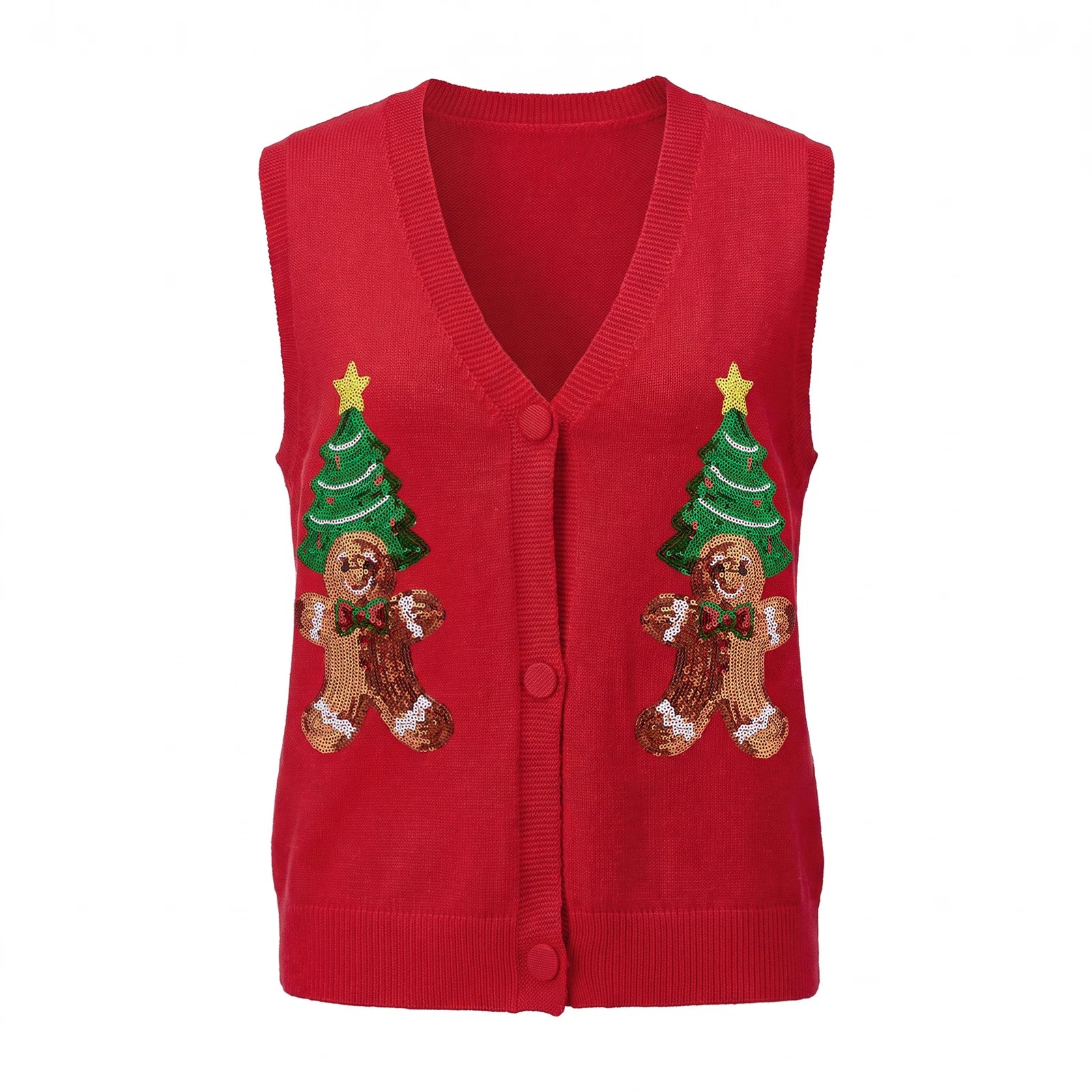 Ugly Christmas Vests for Women Sequin Nutcracker Santa Sweaters Shirt Holiday Sparkly Graphic Crewneck Pullover Top Black