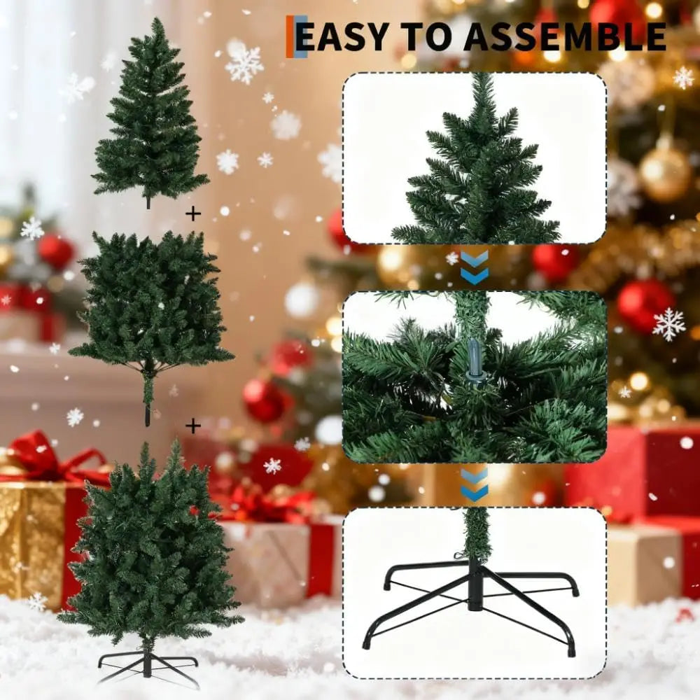 7.5ft Slim Profile Artificial Christmas Tree with Collapsible Metal Stand