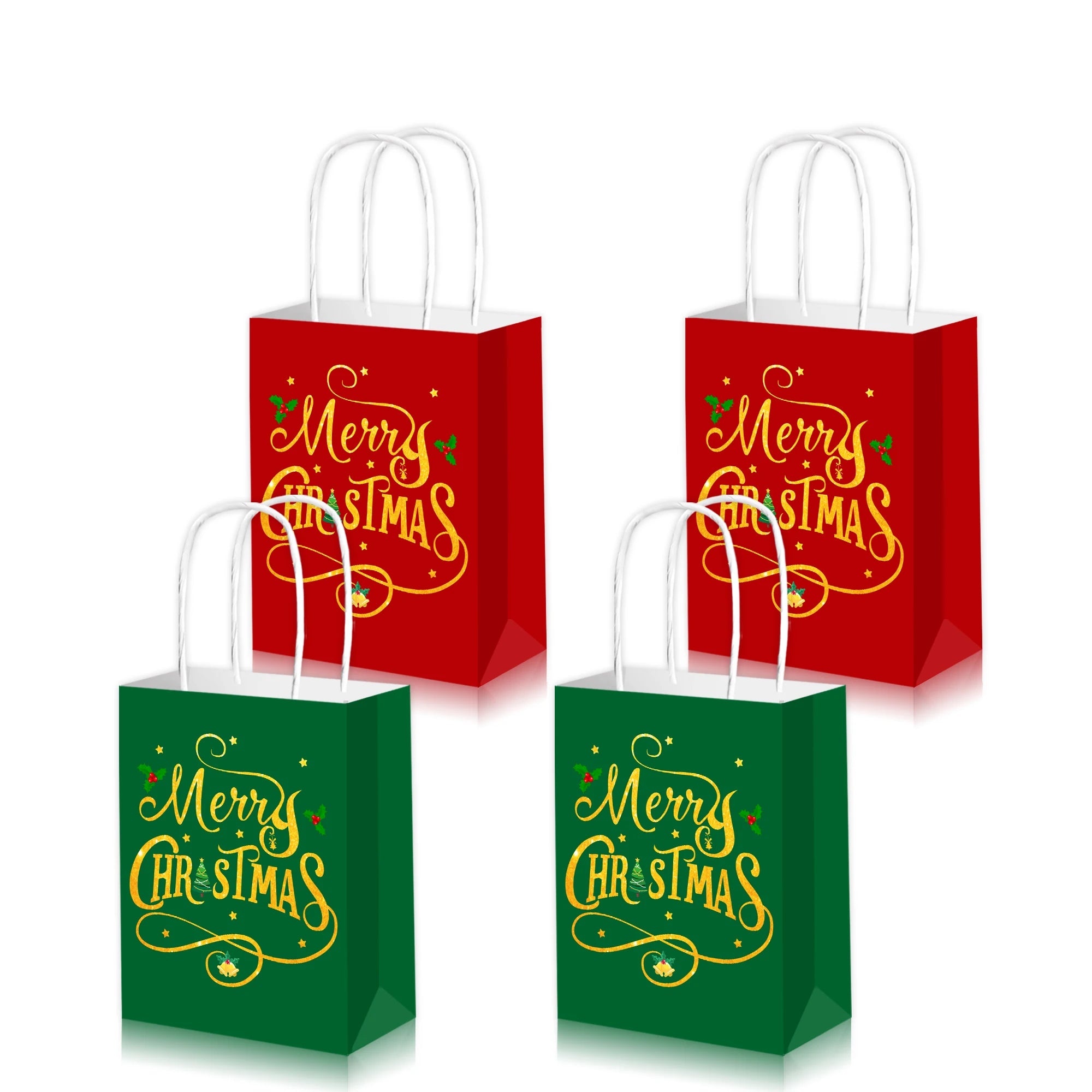 5-50pcs Christmas Paper Gift Bags with Handles Gingerbread House Merry Christmas Party Favor Treat Bags Goodie Candy Bags