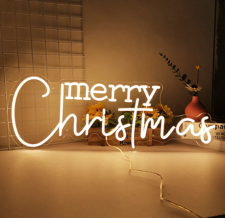 30 Inch Merry Christmas Neon LED Sign Light up Wall Art for Holiday Party Indoor Home Decor