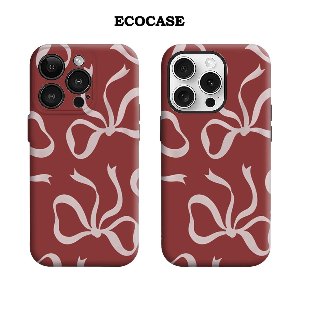 Blush Red Bow Elegance IPhone17 Must-Haves Phone Case for IPhone 17 16 15 14 13 12 11 Pro Max Plus Double-layer Back Cover