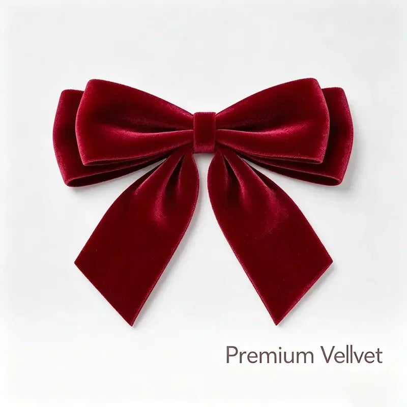 50/1PCS Red Velvet Christmas Bows Wine Red Fabric Bow Ornament Xmas Tree Wreath Gift Packaging New Year Holiday Party Decoration