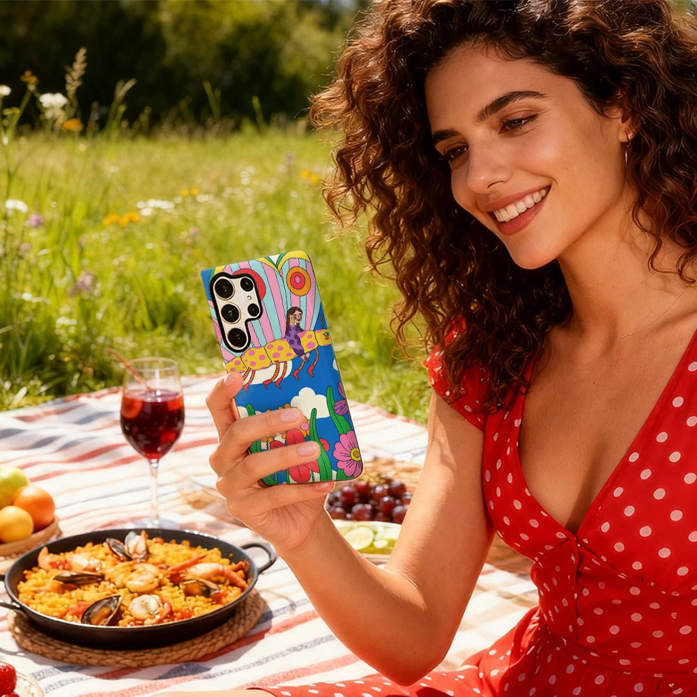 Butterfly Ride Floral Phone Case for Samsung Galaxy S25 Ultra S24 S23 Ultra Plus Glossy Double-layer Back Cover