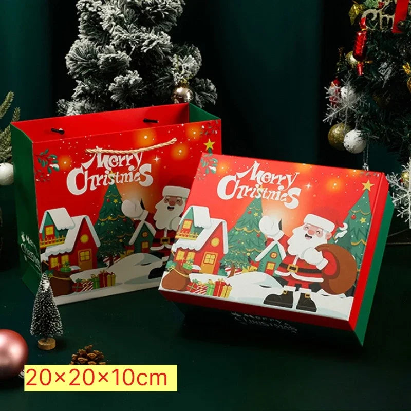 Merry Christmas Gift Box Handbag Set Present Package Handheld Box Lafite Grass Greeting Card Holiday Present Packing Set
