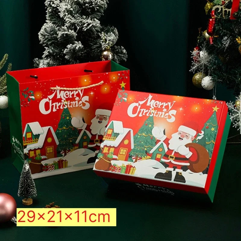 Merry Christmas Gift Box Handbag Set Present Package Handheld Box Lafite Grass Greeting Card Holiday Present Packing Set