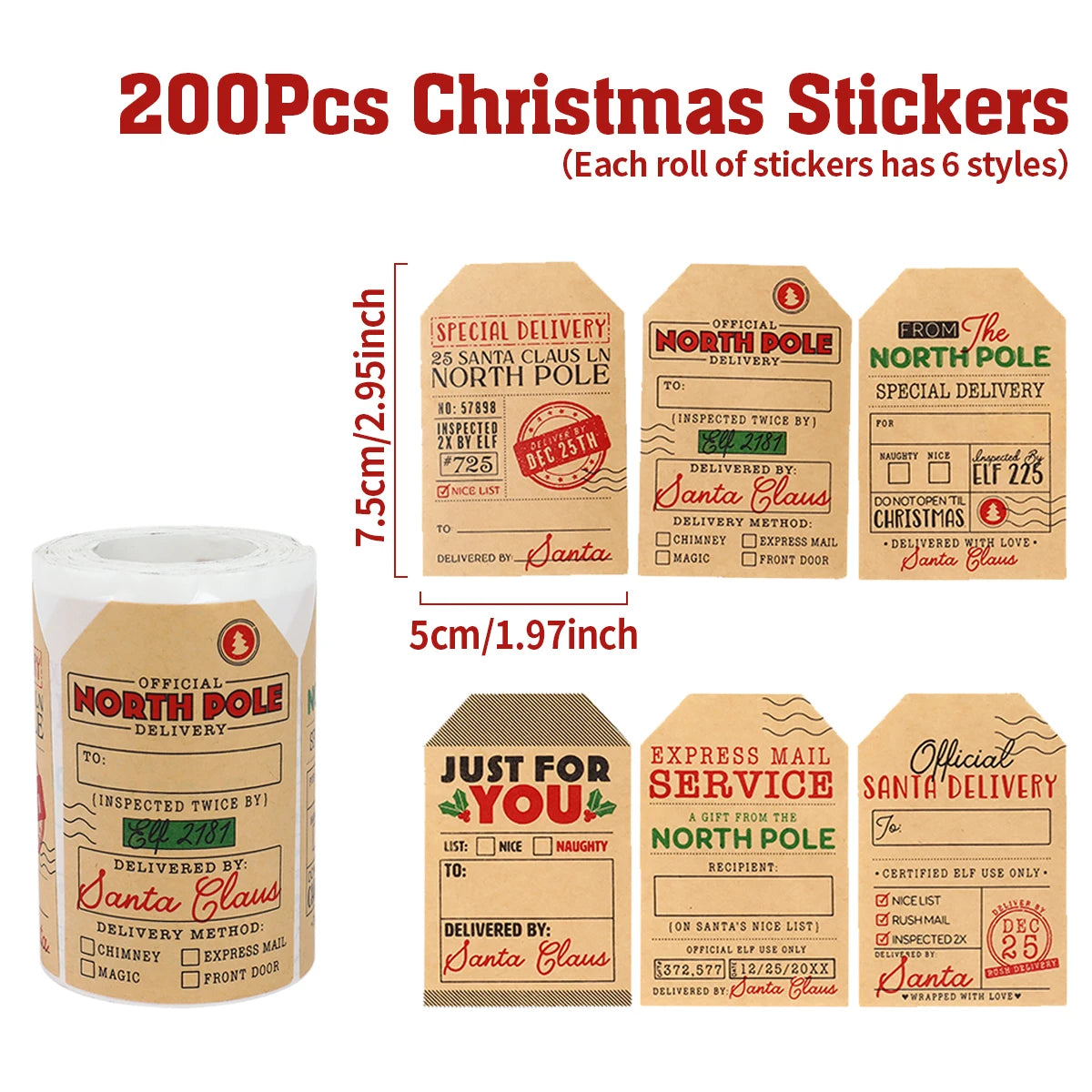 Christmas Gift Box Stickers Merry Christmas Decor For Home 2024 Navidad Kerst Xmas Decor Noel Kerst Happy New Year Gift 2025