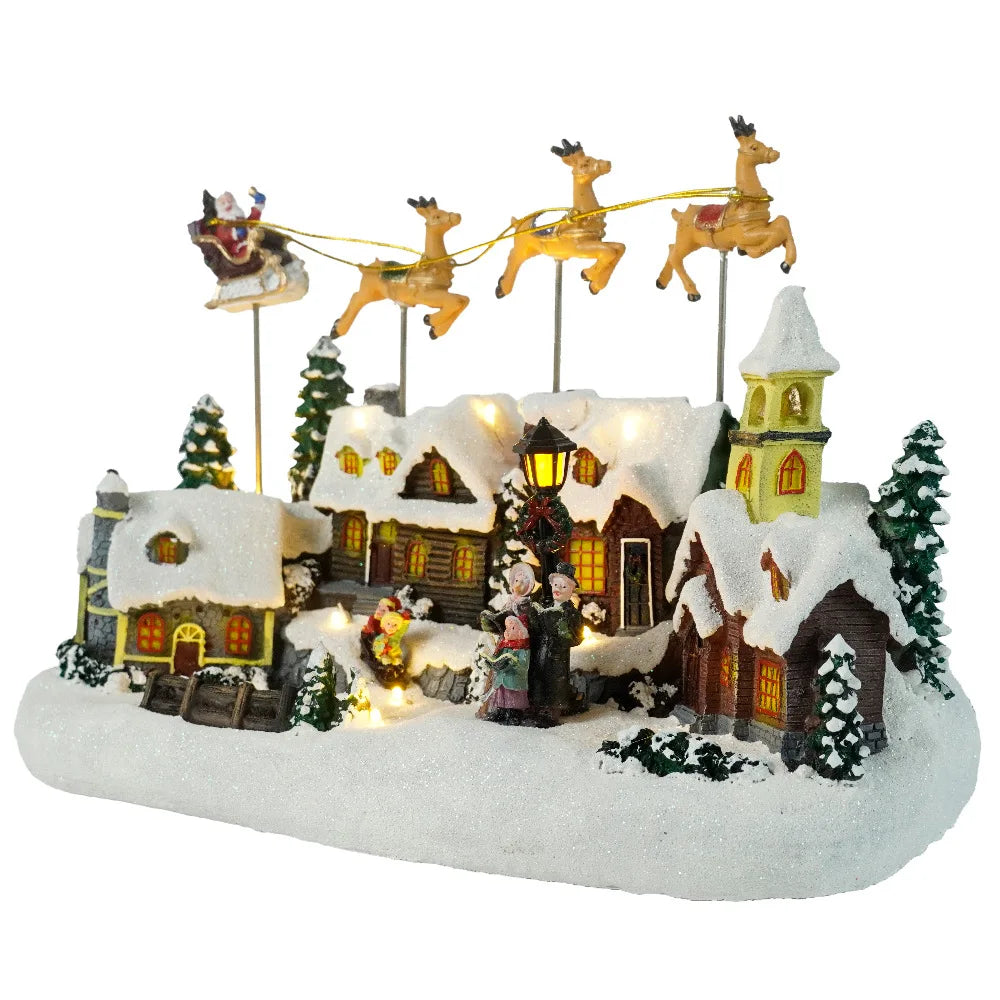 New Luminous Christmas Music House Flying Deer Christmas Decorations Festival Crafts